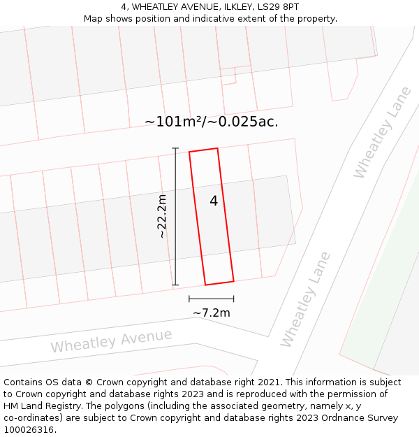 4, WHEATLEY AVENUE, ILKLEY, LS29 8PT: Plot and title map