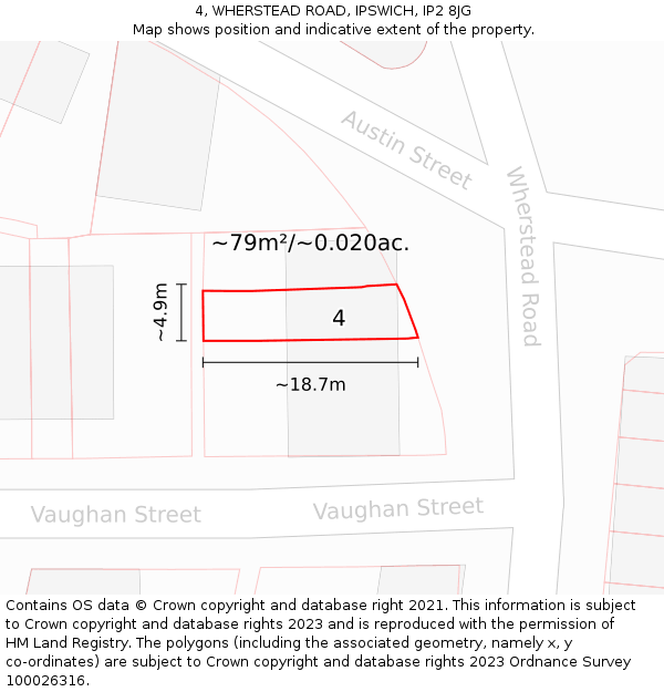 4, WHERSTEAD ROAD, IPSWICH, IP2 8JG: Plot and title map