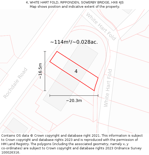4, WHITE HART FOLD, RIPPONDEN, SOWERBY BRIDGE, HX6 4JS: Plot and title map