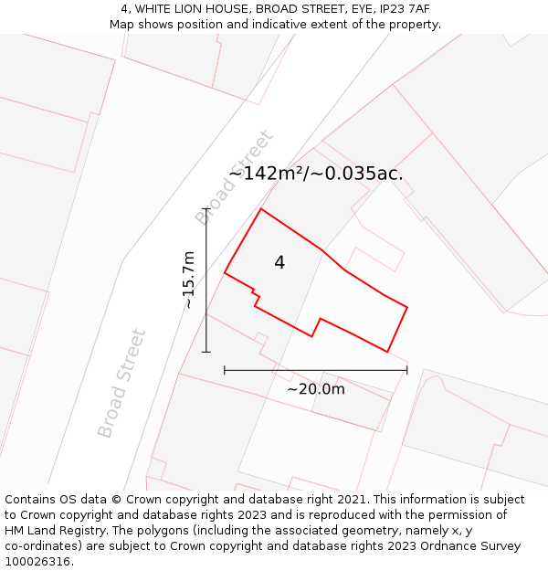 4, WHITE LION HOUSE, BROAD STREET, EYE, IP23 7AF: Plot and title map