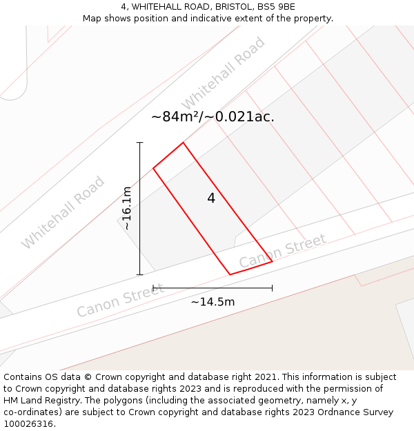 4, WHITEHALL ROAD, BRISTOL, BS5 9BE: Plot and title map