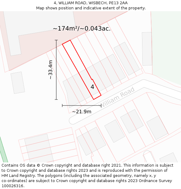 4, WILLIAM ROAD, WISBECH, PE13 2AA: Plot and title map
