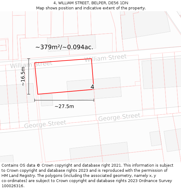 4, WILLIAM STREET, BELPER, DE56 1DN: Plot and title map