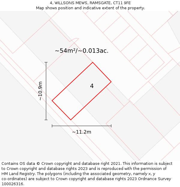 4, WILLSONS MEWS, RAMSGATE, CT11 9FE: Plot and title map