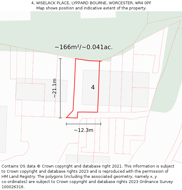 4, WISELACK PLACE, LYPPARD BOURNE, WORCESTER, WR4 0PF: Plot and title map
