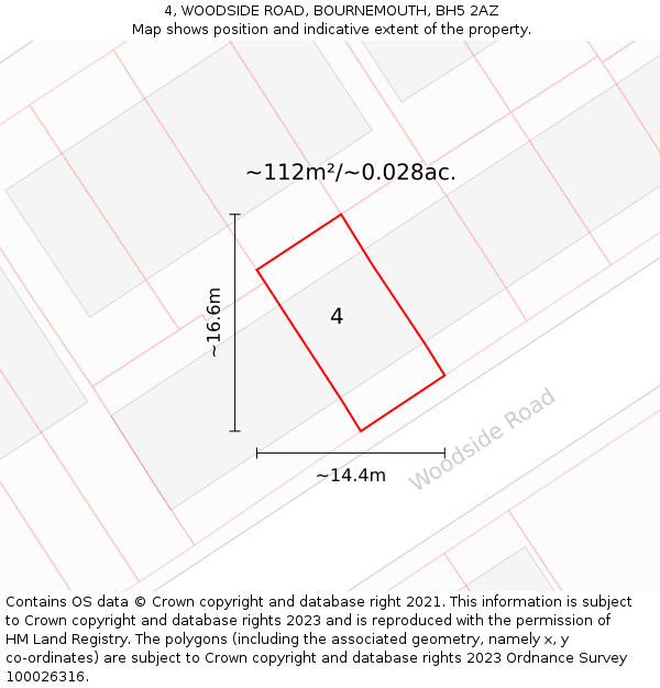 4, WOODSIDE ROAD, BOURNEMOUTH, BH5 2AZ: Plot and title map