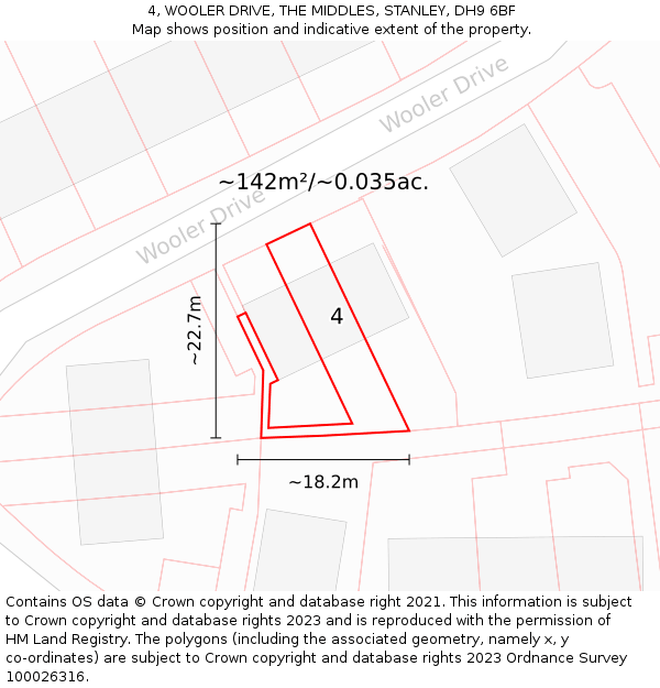 4, WOOLER DRIVE, THE MIDDLES, STANLEY, DH9 6BF: Plot and title map
