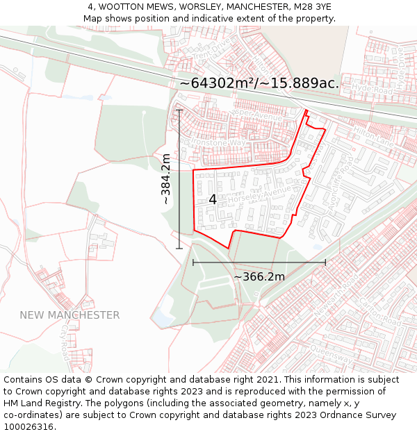 4, WOOTTON MEWS, WORSLEY, MANCHESTER, M28 3YE: Plot and title map