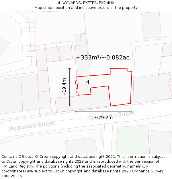 4, WYNARDS, EXETER, EX2 4HX: Plot and title map