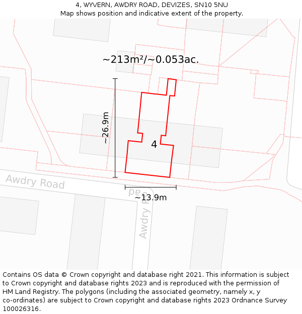 4, WYVERN, AWDRY ROAD, DEVIZES, SN10 5NU: Plot and title map