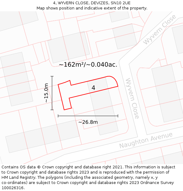 4, WYVERN CLOSE, DEVIZES, SN10 2UE: Plot and title map
