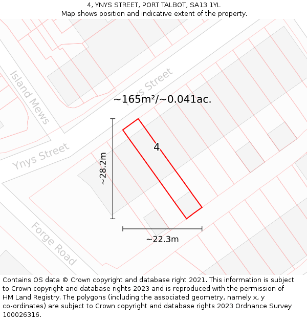 4, YNYS STREET, PORT TALBOT, SA13 1YL: Plot and title map