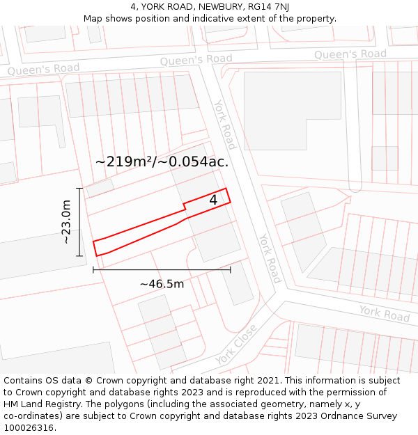 4, YORK ROAD, NEWBURY, RG14 7NJ: Plot and title map