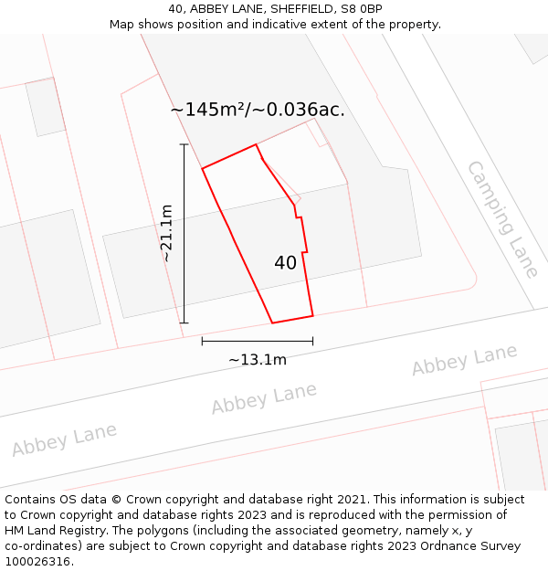 40, ABBEY LANE, SHEFFIELD, S8 0BP: Plot and title map