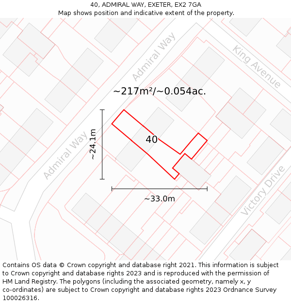 40, ADMIRAL WAY, EXETER, EX2 7GA: Plot and title map