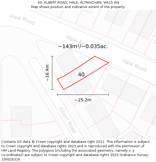 40, ALBERT ROAD, HALE, ALTRINCHAM, WA15 9AJ: Plot and title map