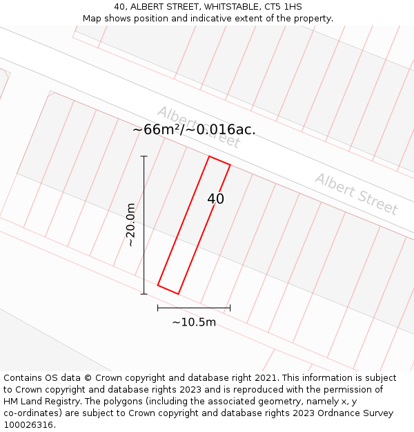 40, ALBERT STREET, WHITSTABLE, CT5 1HS: Plot and title map