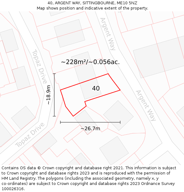 40, ARGENT WAY, SITTINGBOURNE, ME10 5NZ: Plot and title map