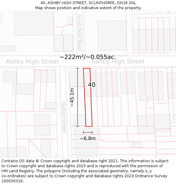 40, ASHBY HIGH STREET, SCUNTHORPE, DN16 2NL: Plot and title map