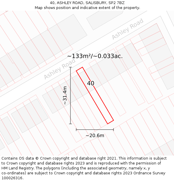 40, ASHLEY ROAD, SALISBURY, SP2 7BZ: Plot and title map