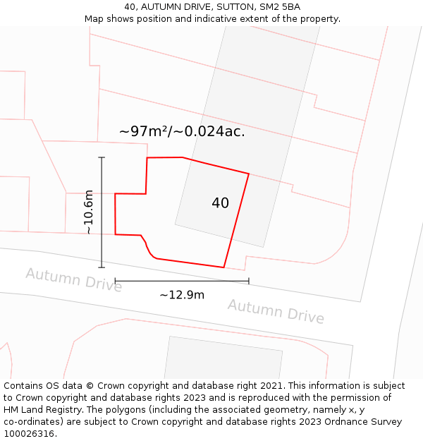 40, AUTUMN DRIVE, SUTTON, SM2 5BA: Plot and title map