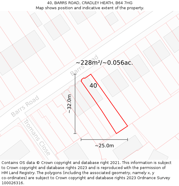 40, BARRS ROAD, CRADLEY HEATH, B64 7HG: Plot and title map