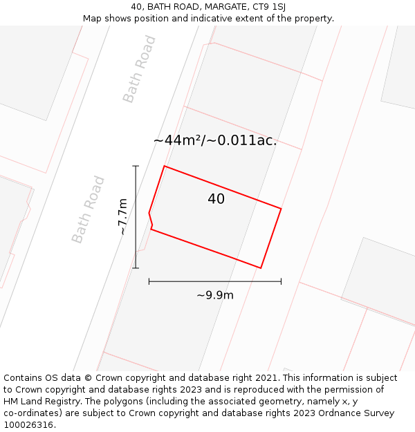 40, BATH ROAD, MARGATE, CT9 1SJ: Plot and title map