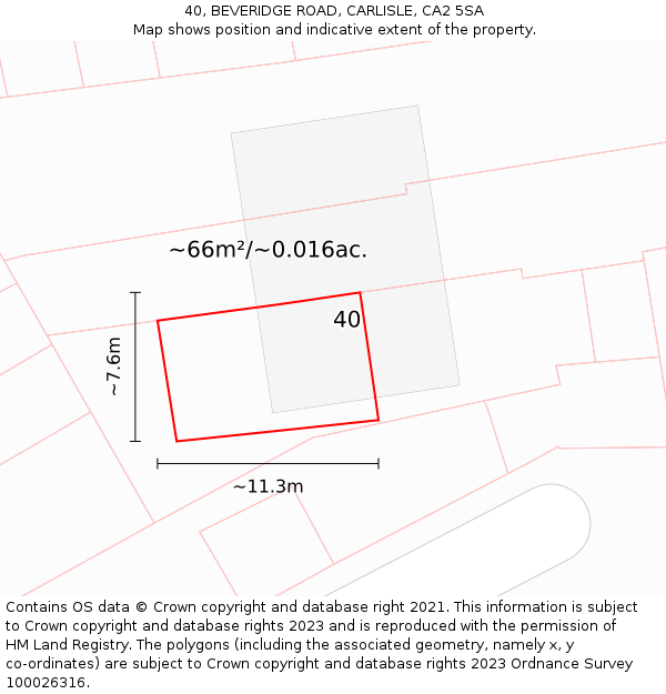 40, BEVERIDGE ROAD, CARLISLE, CA2 5SA: Plot and title map