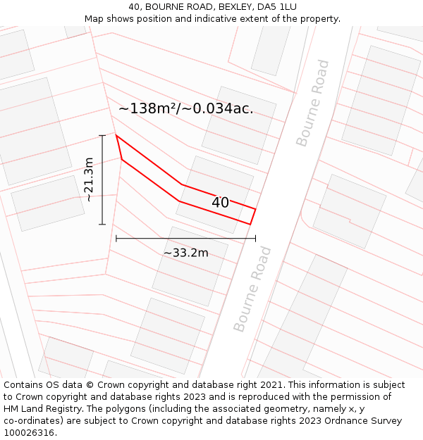 40, BOURNE ROAD, BEXLEY, DA5 1LU: Plot and title map
