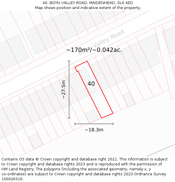 40, BOYN VALLEY ROAD, MAIDENHEAD, SL6 4ED: Plot and title map