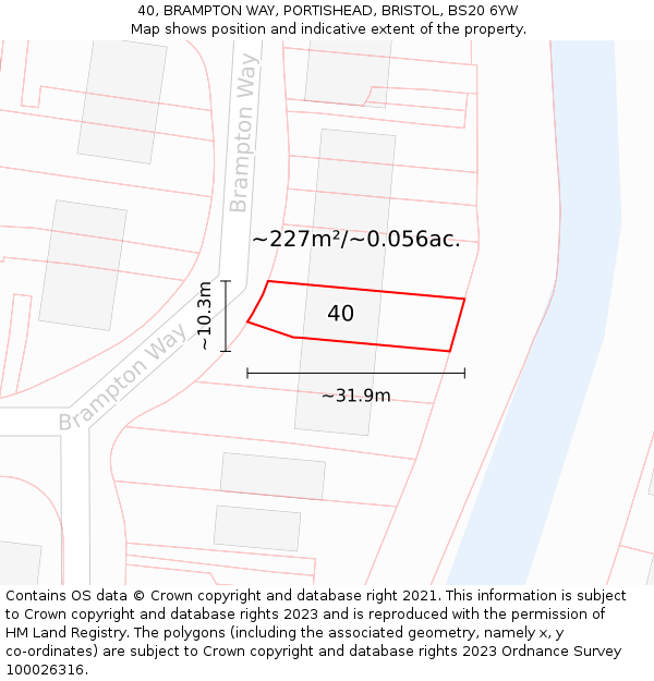 40, BRAMPTON WAY, PORTISHEAD, BRISTOL, BS20 6YW: Plot and title map