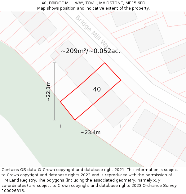 40, BRIDGE MILL WAY, TOVIL, MAIDSTONE, ME15 6FD: Plot and title map