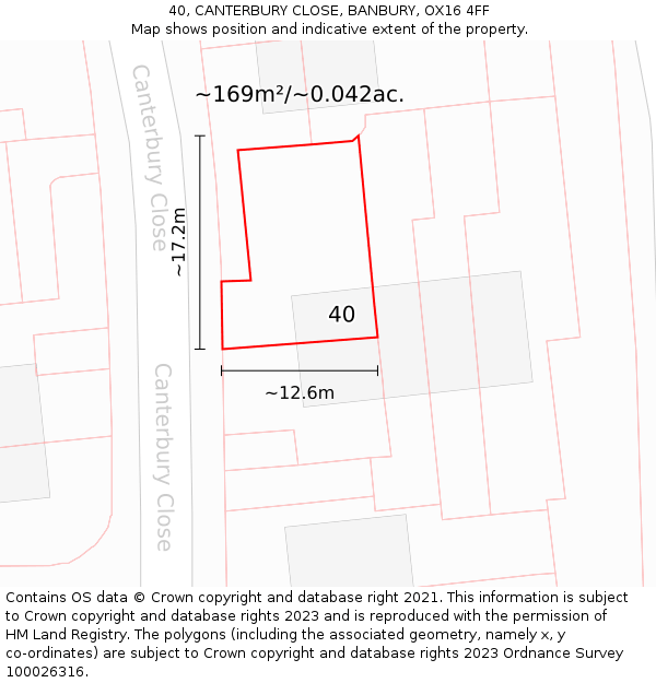 40, CANTERBURY CLOSE, BANBURY, OX16 4FF: Plot and title map