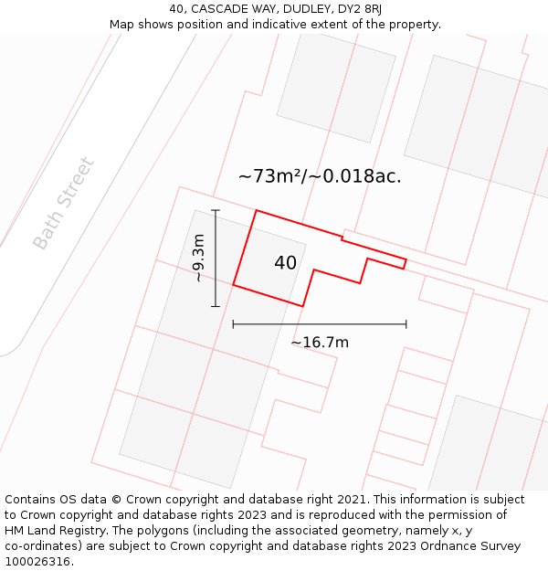 40, CASCADE WAY, DUDLEY, DY2 8RJ: Plot and title map