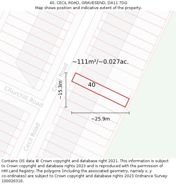 40, CECIL ROAD, GRAVESEND, DA11 7DG: Plot and title map