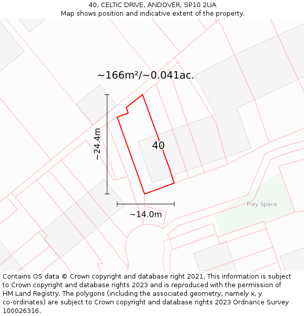 40, CELTIC DRIVE, ANDOVER, SP10 2UA: Plot and title map