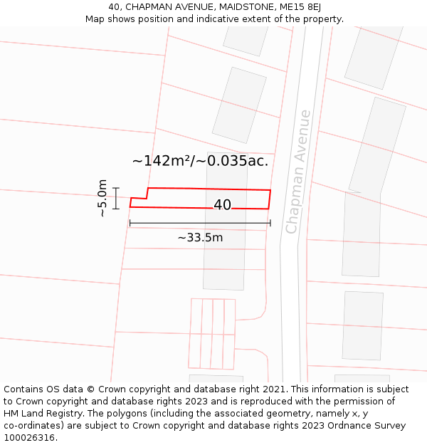 40, CHAPMAN AVENUE, MAIDSTONE, ME15 8EJ: Plot and title map