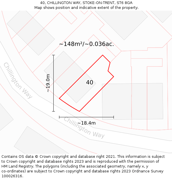 40, CHILLINGTON WAY, STOKE-ON-TRENT, ST6 8GA: Plot and title map