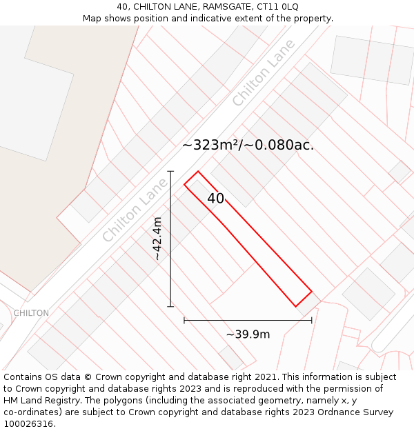 40, CHILTON LANE, RAMSGATE, CT11 0LQ: Plot and title map