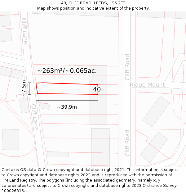 40, CLIFF ROAD, LEEDS, LS6 2ET: Plot and title map