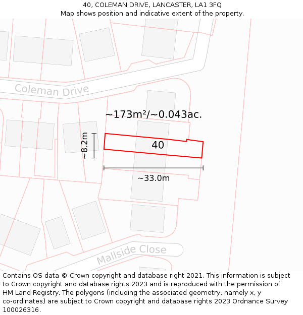 40, COLEMAN DRIVE, LANCASTER, LA1 3FQ: Plot and title map
