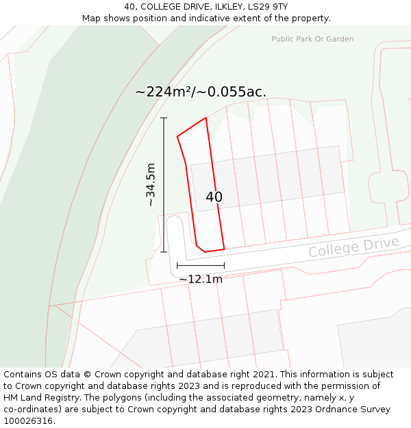40, COLLEGE DRIVE, ILKLEY, LS29 9TY: Plot and title map
