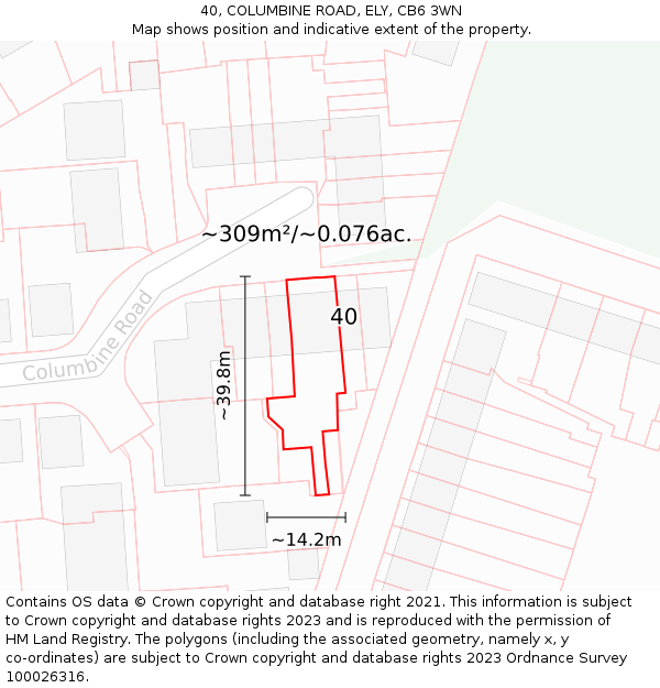 40, COLUMBINE ROAD, ELY, CB6 3WN: Plot and title map