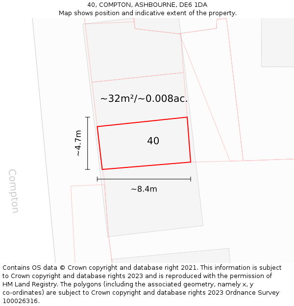 40, COMPTON, ASHBOURNE, DE6 1DA: Plot and title map