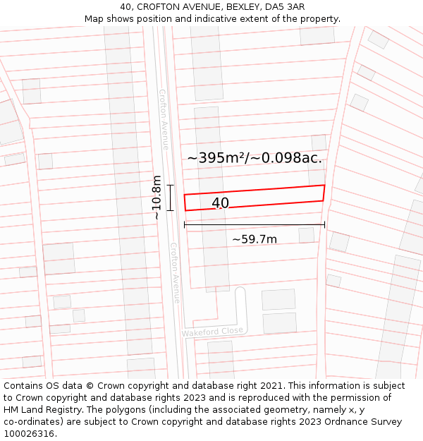 40, CROFTON AVENUE, BEXLEY, DA5 3AR: Plot and title map