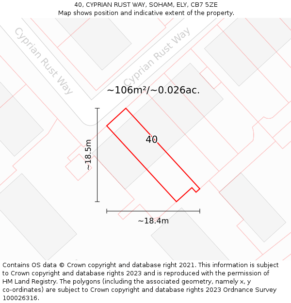 40, CYPRIAN RUST WAY, SOHAM, ELY, CB7 5ZE: Plot and title map
