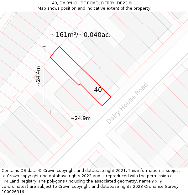 40, DAIRYHOUSE ROAD, DERBY, DE23 8HL: Plot and title map