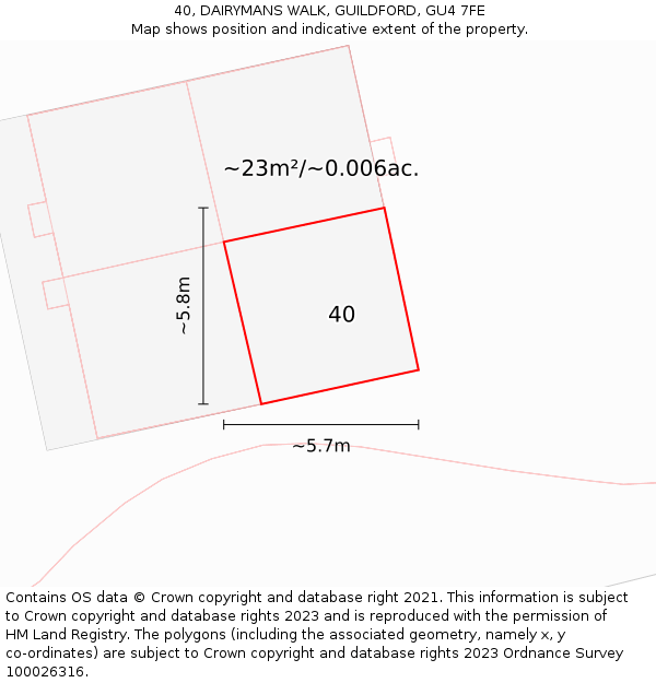 40, DAIRYMANS WALK, GUILDFORD, GU4 7FE: Plot and title map