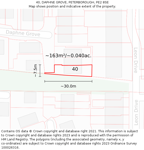 40, DAPHNE GROVE, PETERBOROUGH, PE2 8SE: Plot and title map