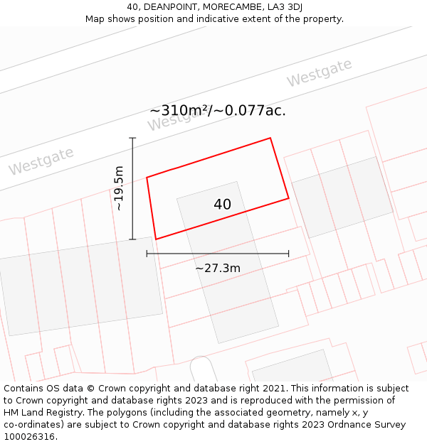 40, DEANPOINT, MORECAMBE, LA3 3DJ: Plot and title map